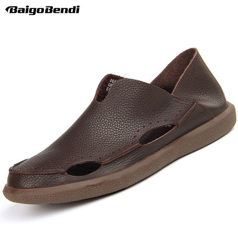 ¡Recomendado! Zapatos casuales de cuero calados para hombre, zapatos de conducción de automóvil ligeros de alta calidad para verano ► Foto 1/1