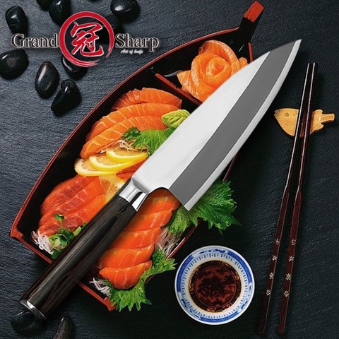 Japonés cuchillo de Deba 6,5 pulgadas de acero inoxidable cortar pescado cuchillo de Chef, cuchillos de cocina salmón Sashimi Sushi cocina herramientas de corte ► Foto 1/6