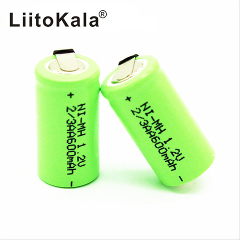 LiitoKala-batería recargable 2/3AA Ni-MH, AA, 1,2 V, 600mAh, con pines ► Foto 1/6