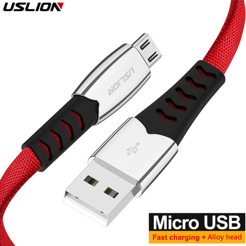 Cable Micro USB de aleación USLION Cable de sincronización de datos rápida Cable de carga para Samsung Xiaomi Redmi Note 5 pro Microusb Cables de teléfono móvil ► Foto 1/6