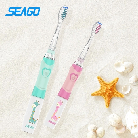 Seago-cepillo de dientes sónico para niños, cepillo de dientes eléctrico impermeable IPX7 con cabeza de cepillo de reemplazo suave para Sg-EK6 ► Foto 1/6