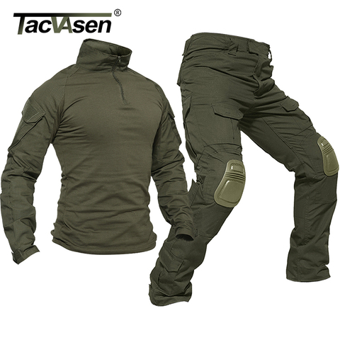 TACVASEN uniformes tácticos hombres Rip-stop camuflaje militar ropa establece Airsoft Paintball combate trajes de seguridad ropa de caza ► Foto 1/6