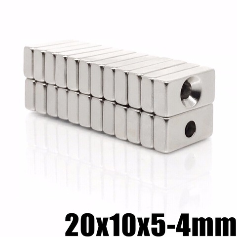 100pcs 20x10x5 N35 Super Strong Block Countersunk Magnet 20 x 10 x 5 mm Hole 4mm Rare Earth Neodymium free shipping 20*10*5-4 ► Foto 1/6
