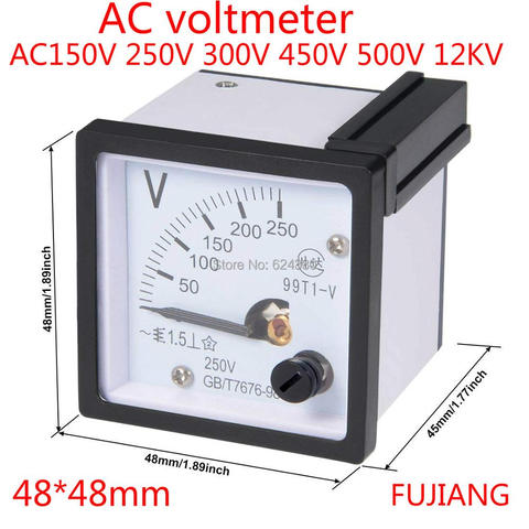 99T1 AC 0-250V 300V 450V 500VFine Tuning Dial Panel analógico voltímetro blanco negro 48*48mm ► Foto 1/5