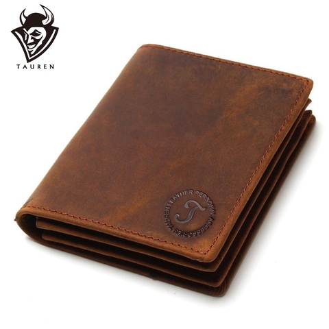 ¡Novedad de 2022! Billeteras de cuero para hombre de Estilo Vintage Crazy Horse hechas a mano, monedero multifuncional de cuero de vaca, billetera de cuero auténtico para hombre ► Foto 1/6