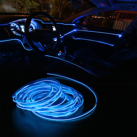 FORAUTO-tira de luces LED para Interior de coche, 5 metros, cuerda de  alambre, lámpara de ambiente decorativo, luz de neón Flexible DIY -  Historial de precios y revisión