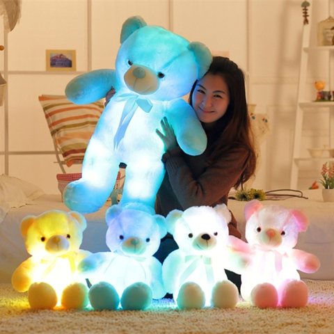 Oso de peluche luminoso de 30/50/80cm con luz LED, oso de peluche colorido brillante, regalo de Navidad para niños ► Foto 1/6