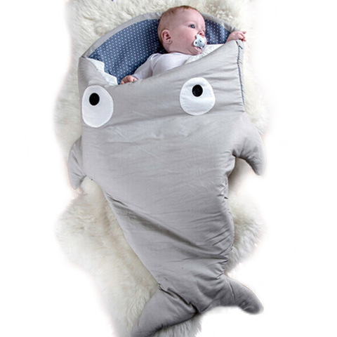 Saco de dormir de 6 colores para bebé, bonito saco de dormir con tiburón de dibujos animados, manta suave y grueso, para recién nacidos ► Foto 1/5