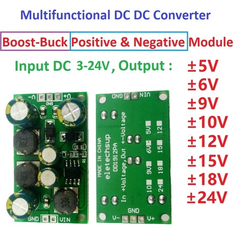 Convertidor de DC-DC multifunción módulo regulador de voltaje Dual Step-up entrada 3-24V salida +-5V 6V 9V 10V 12V 15V 18V 24V ► Foto 1/6