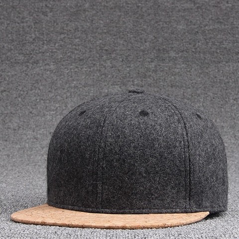 Gorros de visera plana para invierno de alta calidad, gorras de skateboard para jóvenes de hip hop, gorra de béisbol de lana con visera de corcho, snapback de fieltro para hombres ► Foto 1/6