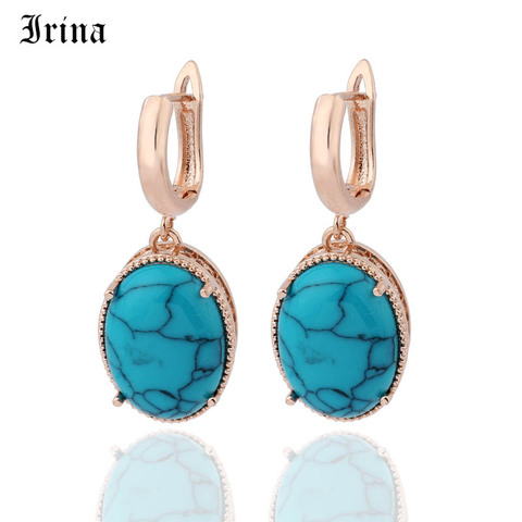 Irina-pendientes de plata de primera ley y turquesas sintéticas para mujer, aretes colgantes, plata esterlina, Circonia cúbica, zirconia, circonita, zirconita, circón, Estilo Vintage ► Foto 1/6