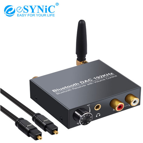 ESYNiC 192 kHz DAC de Digital a analógico convertidor de Audio con Bluetooth receptor óptico Toslink SPDIF Coaxial RCA de 3,5mm adaptador ► Foto 1/1