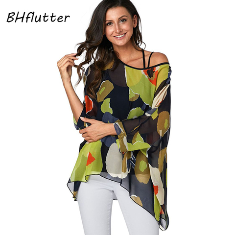 BHflutter mujeres blusas más tamaño 2022 nuevo estilo Batwing Casual verano blusa camisa mujer Boho gasa camisas Tops Chemise Femme ► Foto 1/6