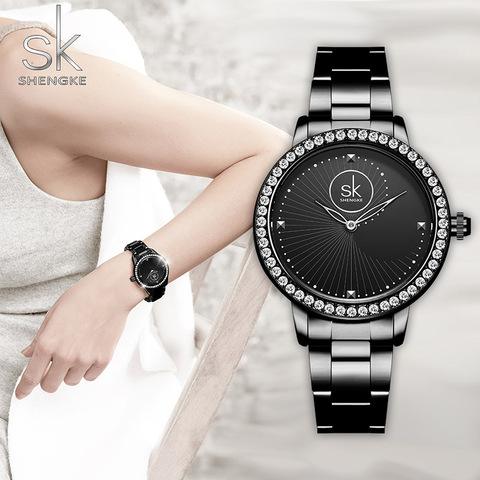 SK elegante diamante Dial señoras reloj de pulsera de acero inoxidable reloj pulsera mujer reloj femenino reloj de pulsera ► Foto 1/6