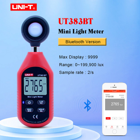 UNI-T-Mini medidor de luz Digital con Bluetooth, equipo de prueba ambiental, tipo de mano, iluminómetro de lujo, UT383BT ► Foto 1/6