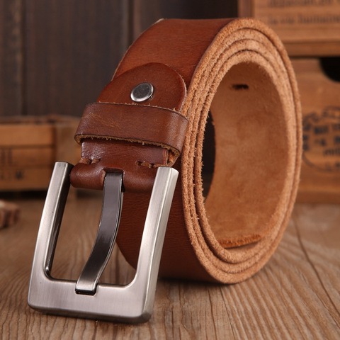 Cinturón de piel auténtica para hombre, 100% de alta calidad, suave, natural, marrón, ancho, vaquero, 2022 cm, 130 ► Foto 1/1