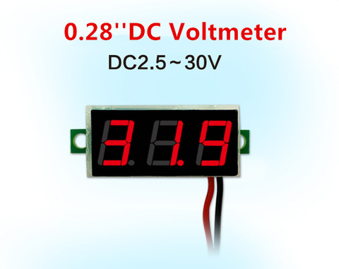 0,28 pulgadas rojo azul Digital LED Mini Módulo de pantalla DC2.5V-30V DC0-100V del voltímetro del probador de voltaje medidor de Panel de coche de la motocicleta ► Foto 1/6