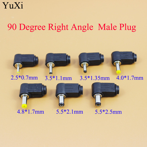 YuXi-conector de clavija de corriente continua macho, ángulo de 90 grados en forma de L, plástico, 5,5x2,5, 5,5x2,1, 4,8x1,7, 4,0x1,7, 3,5x1,35, 3,5x1,1, 2,5x0,7mm ► Foto 1/6