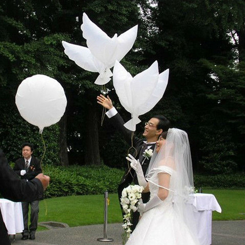 Globos para fiesta de boda de paloma blanca, decoraciones de la paz voladora, pájaro de la paz, globo de helio para boda, decoración para novia y novio ► Foto 1/6