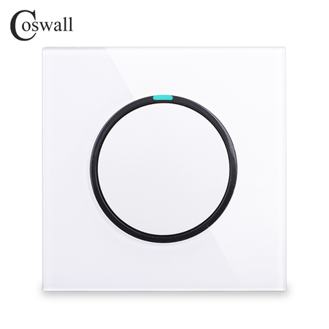 Coswall 2022 nueva llegada 1 pandilla 1 manera al azar haga clic en/de la pared interruptor de luz con indicador LED de cristal panel de vidrio ► Foto 1/6