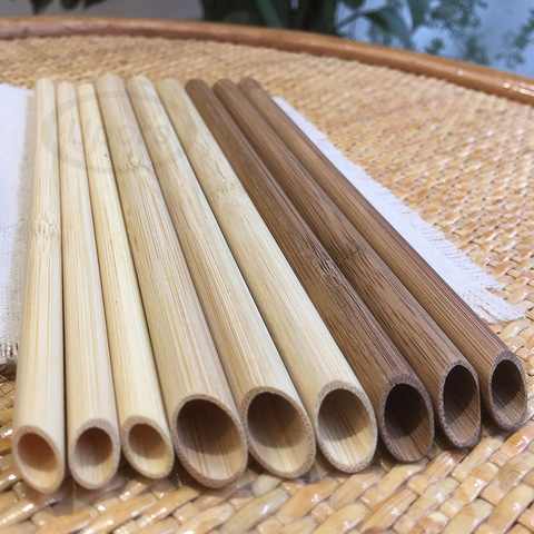 UPORS-pajillas de bambú naturales para Bar y fiesta, pajillas reutilizables ecológicas de 20cm, 50 Uds. ► Foto 1/6