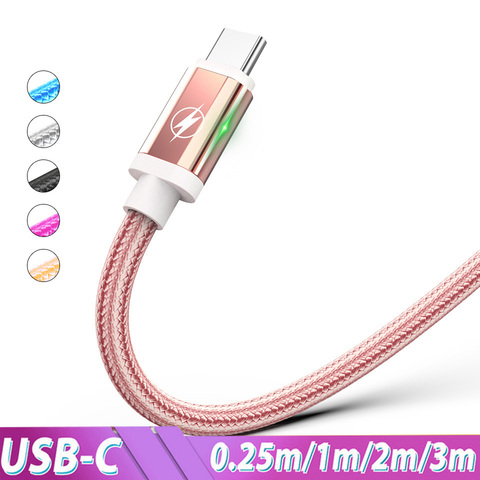 USB tipo-C Cable de cargador 25cm 1m 1,5 m 2m 3 m 3 metros USB-C Cable Kablo para Xiaomi Redmi K30s Nota 9 9s Samsung A51 S20 ► Foto 1/6