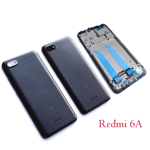 Cubierta trasera de batería para Xiaomi Redmi 6A, reemplazo de carcasa de puerta trasera, reparación de piezas de repuesto + panel frontal de lente para Redmi6A ► Foto 1/6
