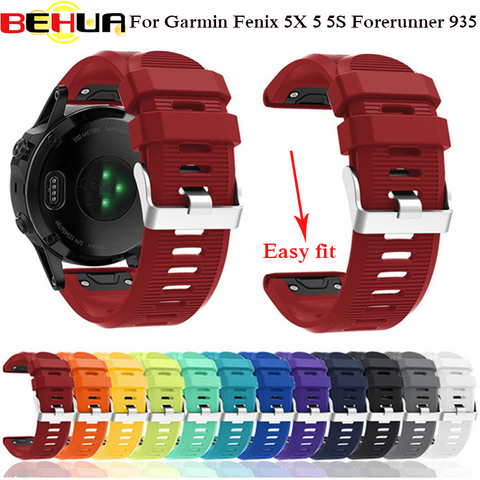 26 22 20 MM correa de reloj para Garmin Fenix 5 Garmin Fenix 5X5X5 5S Plus 3 3 HR Forerunner 935 reloj rápido liberación de silicona fácil ajuste de la banda de muñeca Correa ► Foto 1/6