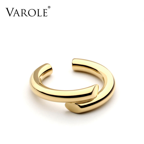 VAROLE Simple Sesign estilo anillos para las mujeres 100% cobre anillo de Color dorado joyería Bague Femme de la boda anillos de plata de regalo de Color ► Foto 1/6