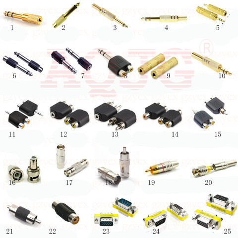 6,5 a 3,5 hembra BNC Q9 AV rca JACK vga macho a hembra macho de 3,5 m RCA convertidor conector AQJG ► Foto 1/1