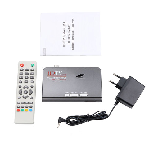 DVB-T DVB-T2 receptor terrestre Digital HDMI 1080 p DVB-T DVB-T2 VGA CVBS sintonizador de TV receptor con Control remoto HD 1080 P ► Foto 1/6