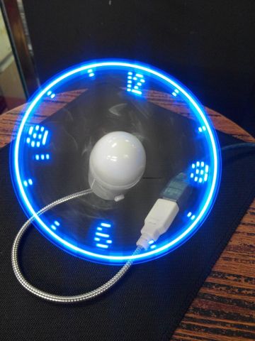Mini ventilador USB de luz LED Flexible, dispositivo de escritorio con reloj registrador, color azul, duradero, USB ► Foto 1/4