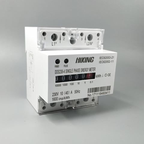 10 (40) A 230 V 50 HZ monofásico Din rail KWH Vatio hora din-rail medidor de energía paso motor impulso registro de pantalla ► Foto 1/6