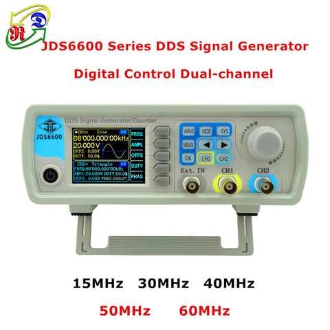 RD JDS6600 serie MAX 60 MHz Control Digital Dual-canal, DDS generador de señal medidor de frecuencia arbitrario sinusoidal de forma de onda ► Foto 1/1