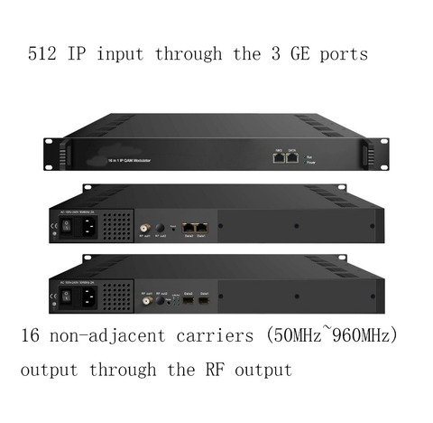 Modulador QAM de 512 IP a 16 canales, modulador IP a DVB-C J.83A/B/C, modulador codificador IPTV, DVB-C no contiguos de 16 vías ► Foto 1/1