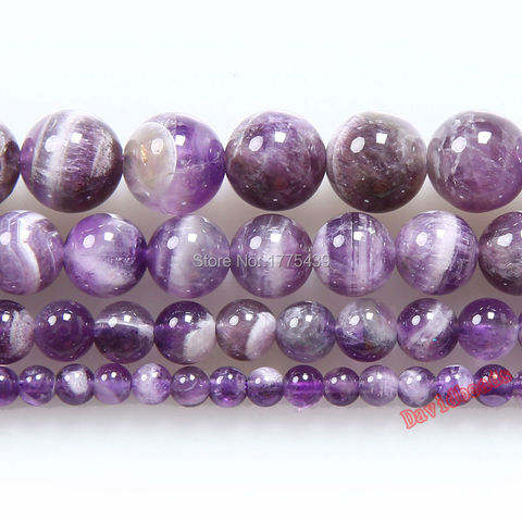 Cuentas redondas variadas de amatista de Color púrpura para fabricación de joyas, abalorios de piedra Natural de 6, 8, 10 y 12mm, diy ► Foto 1/1
