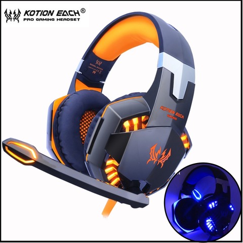 KOTION EACH-auriculares estéreo de graves profundos para videojuegos, cascos con micrófono y luz LED para PC, portátil, PS4, Xbox ► Foto 1/6