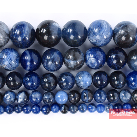 Cuentas de sodalita azul oscuro para fabricación de joyas, piedra Natural, hilo de 15 
