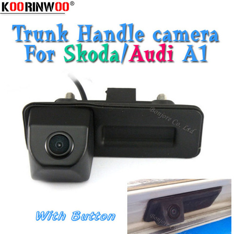 Koorinwoo HD CCD vista trasera de coche manija del maletero botón cámara de marcha atrás para Skoda/Octavia/Fabia/Superb/Roomster/Yeti/Audi/A1 ► Foto 1/6