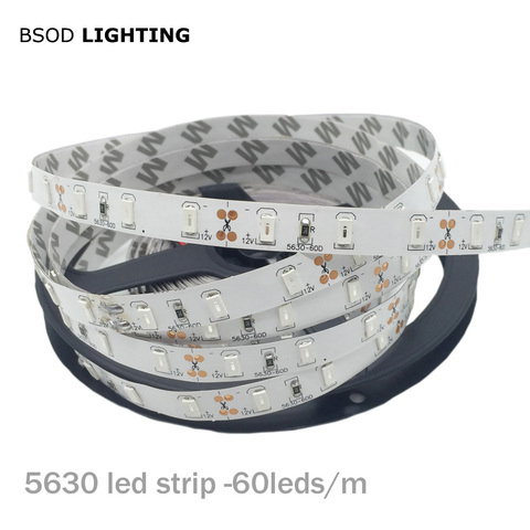 Tira LED BSOD SMD 5630 tira Led DC12V 60 leds/m línea de luz Led cinta No impermeable blanco cálido Flexible LED iluminación ► Foto 1/6