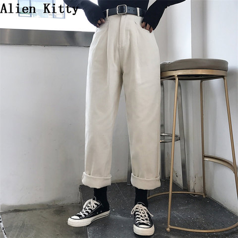 Alien Kitty-Pantalones finos de cintura alta para mujer, Pantalón liso, informal, sencillo, combina con todo, para primavera y otoño, 2022 ► Foto 1/6