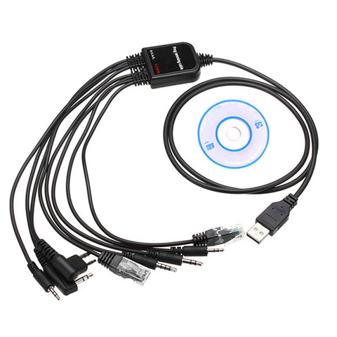 2022 8 en 1 USB de la computadora Cable de programación Para kenwood $TERM impacto baofeng motorola yaesu del icom mano walkie talkie radio de coche CD de Software ► Foto 1/6