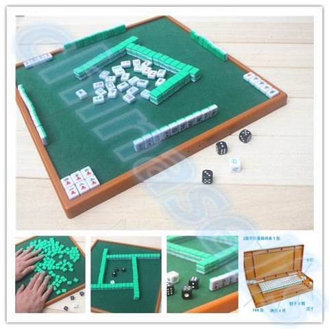 Pequeño viaje conjunto de mahjong mini Mahjong portátil fichas de mahjiang con mesa piezas chino tradicional juego de mesa con la familia ► Foto 1/6