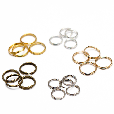 Lote de llaveros abiertos de 5, 6, 7, 8, 10, 12 y 14mm, doble bucle, conectores de anillos partidos de Color dorado para fabricación de joyas, 200 unidades ► Foto 1/6