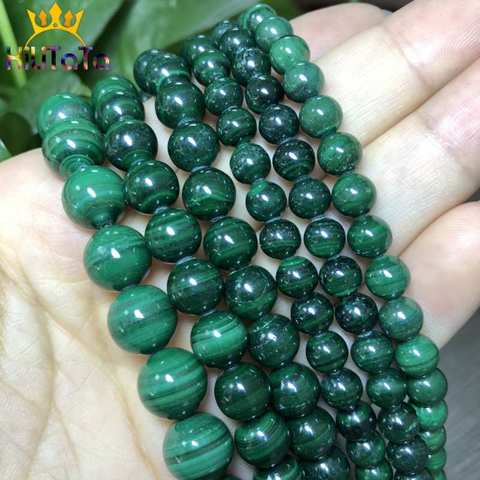 AA malaquita Natural Pavo Real perlas piedra redonda suelta perlas para fabricación de joyería DIY pulsera collar 15 pulgadas elegir tamaño 6/8/10mm ► Foto 1/6