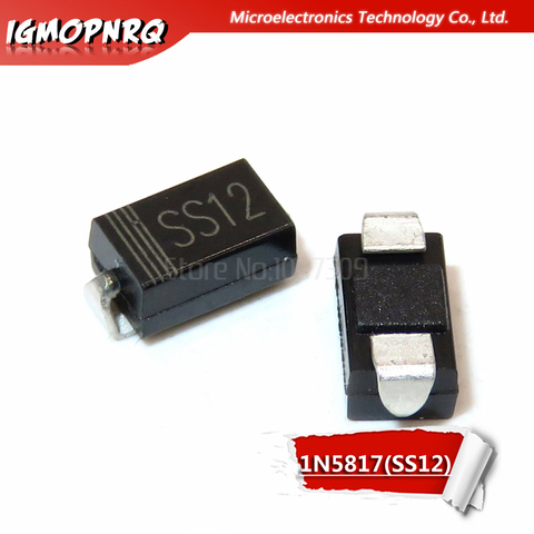 Diodo smd SMA 1N5817, ss12, 1A, 20V, do-214ac, Schottky, 100 Uds. ► Foto 1/1