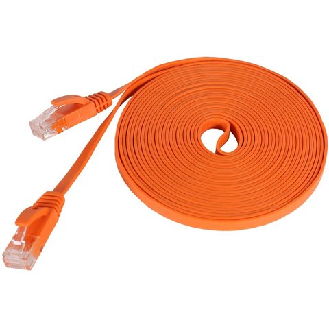 Cable de cobre puro CAT6 UTP plano, cable de red Ethernet RJ45 conector LAN negro/blanco/naranja color-3m/1m ► Foto 1/3