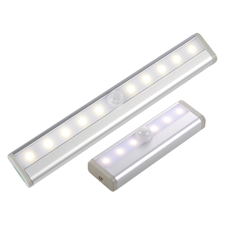 Sensor de movimiento PIR luz de noche LED 6/10 LEDs inalámbrico luz LED para armario AAA batería bajo las luces del Gabinete de cocina de la escalera ► Foto 1/6