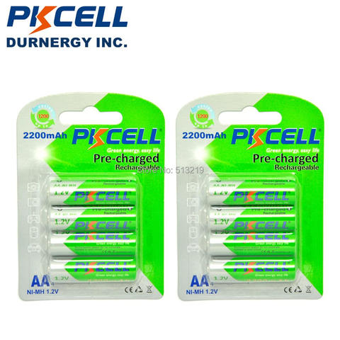 8 Uds * 4Pc/tarjeta PKCELL NiMH AA batería recargable 1,2 V 2200mAh 2A baterías recargables precargadas para cámara ► Foto 1/3