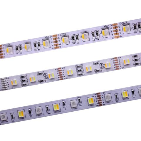 ¡12mm PCB RGBCCT tira de LED de 5050 12 V/24 V 4in1 5 colores 5 in1 Chips RGB + WW + CW 60 LEDs/m 5 m/lote RGBW tira de LED rgbww luz 5 m/lote! ► Foto 1/6